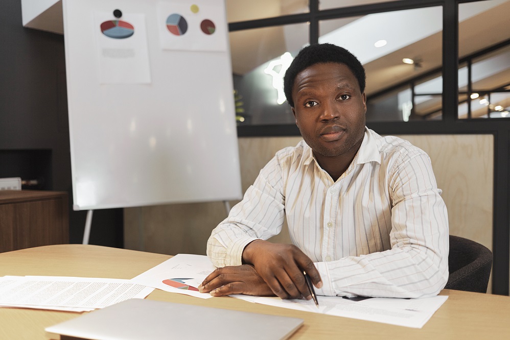 Confident African educator